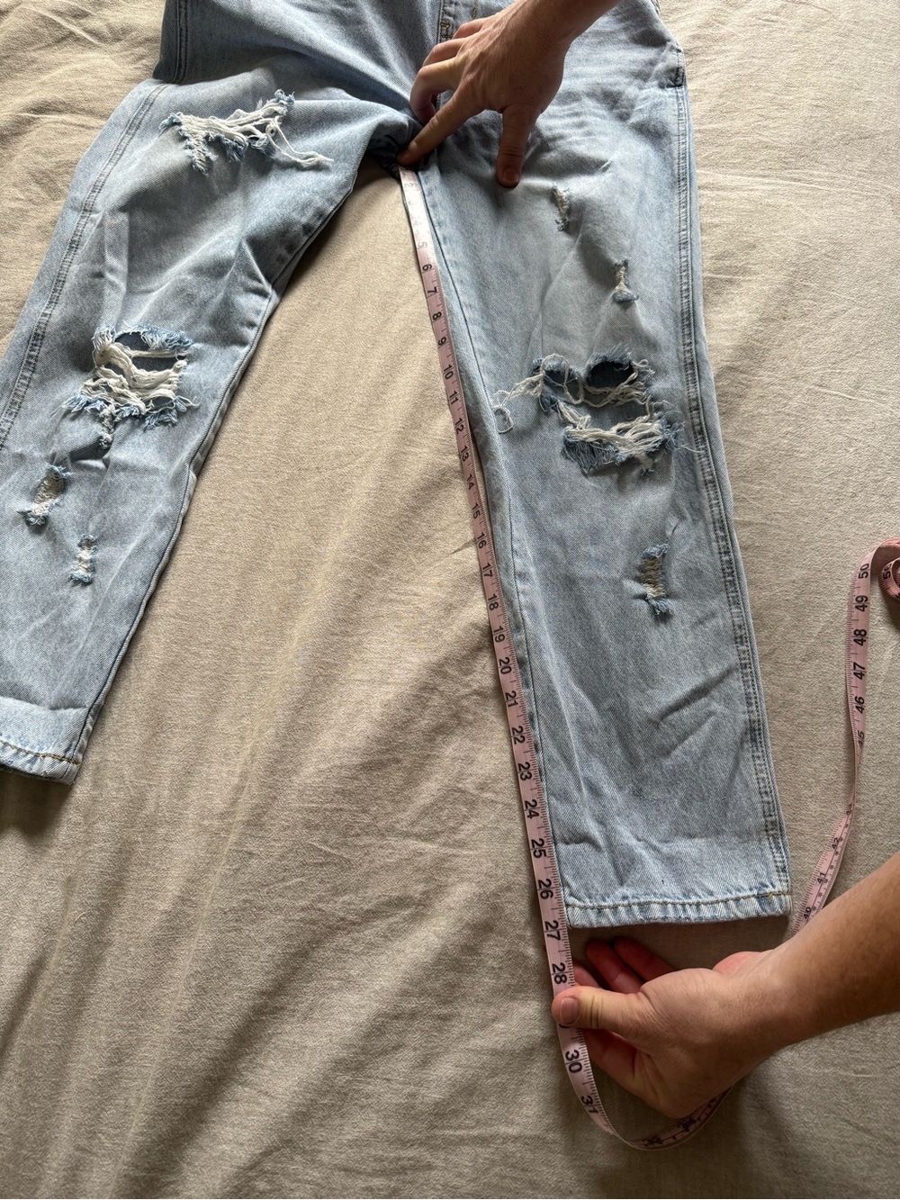 Light Blue Distressed Women’s Denim Overalls - Picture 3 of 4